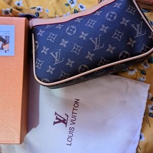 Louis Vuitton Monogram Mini Pochette with Pink Trim